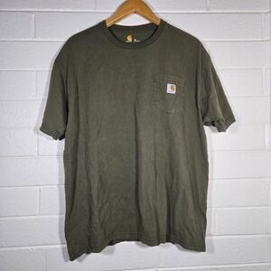 Carhartt K87 Crew Workwear Pocket T Shirt Olive Green XL Cotton Streetwear Heavy